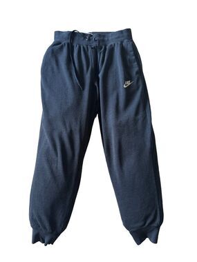 Y2K Nike Women's M Charcoal Fleece Jogger Sweat Pants Just Do It Metallic Logo